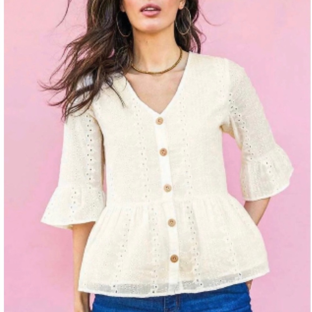 NWT Matilda Jane XL Cream Blouse